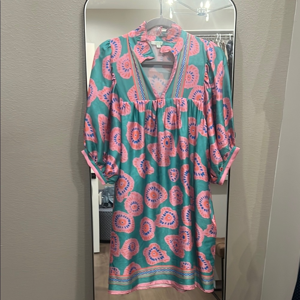 Floral Pink and Green Dress
